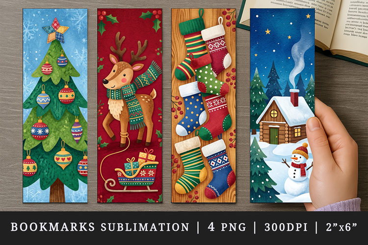 Christmas bookmarks printable sublimation bookmark design