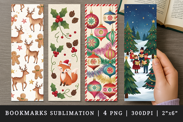 Christmas bookmarks printable sublimation bookmark design