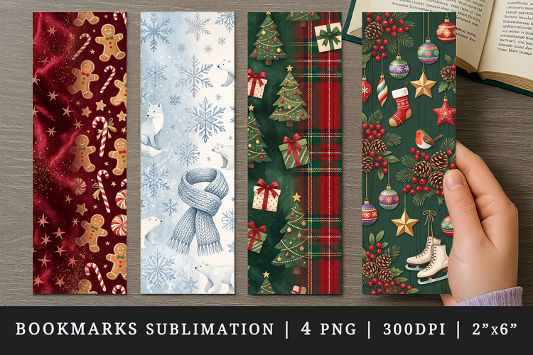 Christmas bookmarks printable sublimation bookmark design
