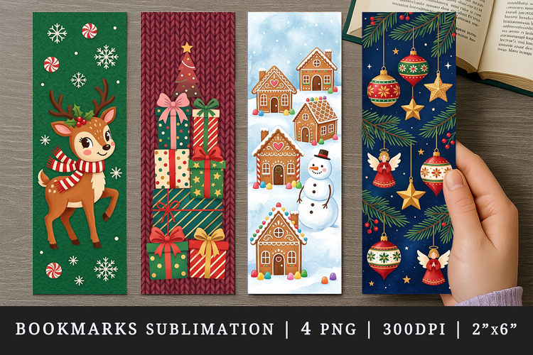 Christmas bookmarks printable sublimation bookmark design