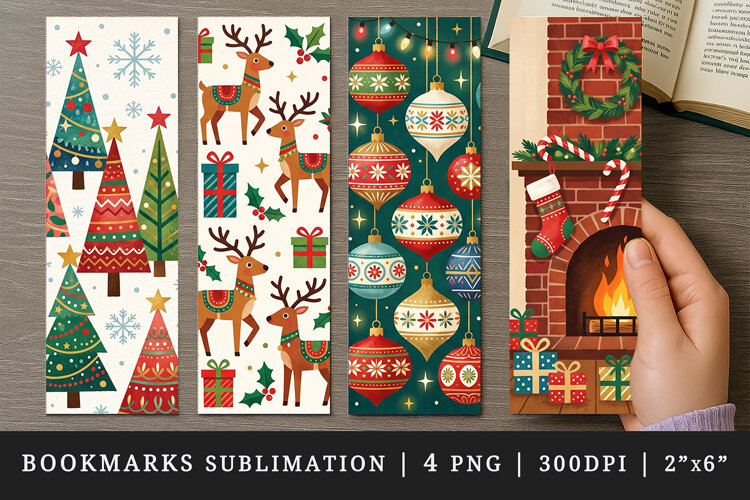 Christmas bookmarks printable sublimation bookmark design example image 1