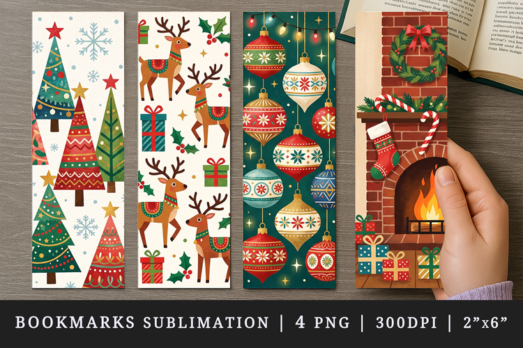 Christmas bookmarks printable sublimation bookmark design