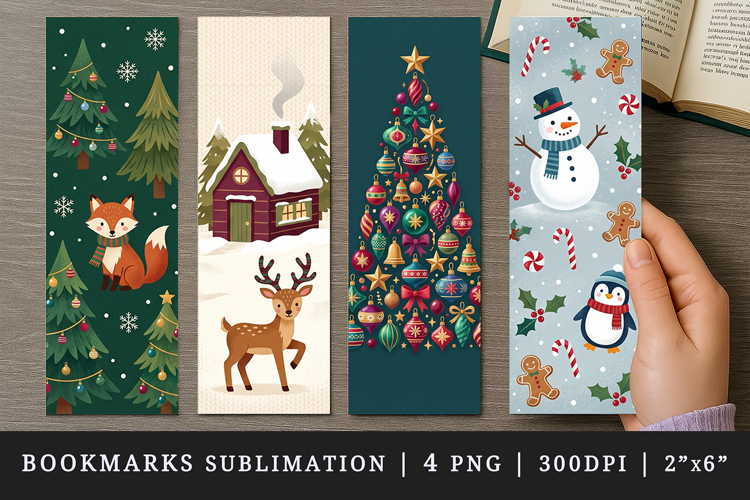 Christmas bookmarks printable sublimation bookmark design