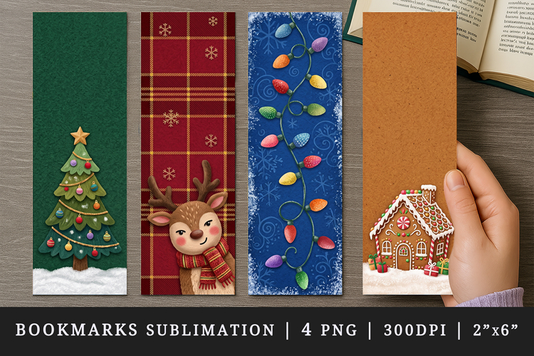 Christmas bookmarks printable sublimation bookmark design