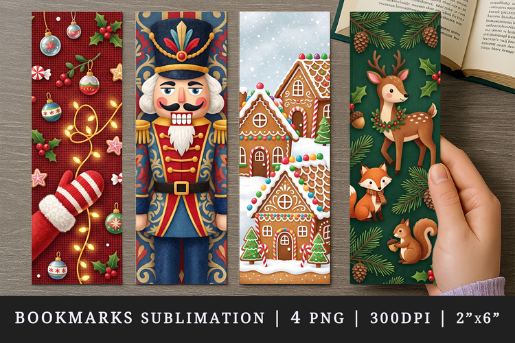 Christmas bookmarks printable sublimation bookmark design