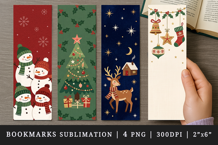Christmas bookmarks printable sublimation bookmark design