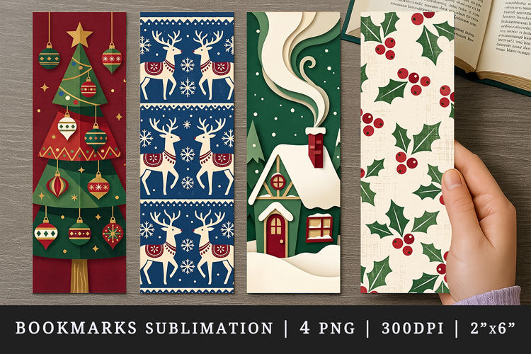 Christmas bookmarks printable sublimation bookmark design