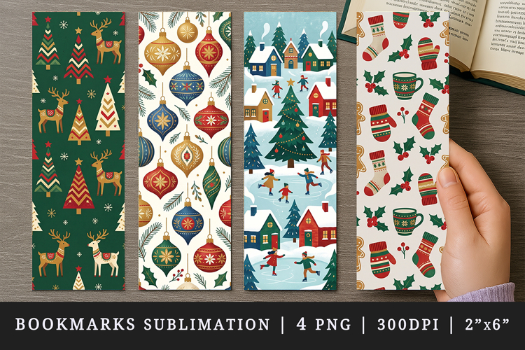 Christmas bookmarks printable sublimation bookmark design
