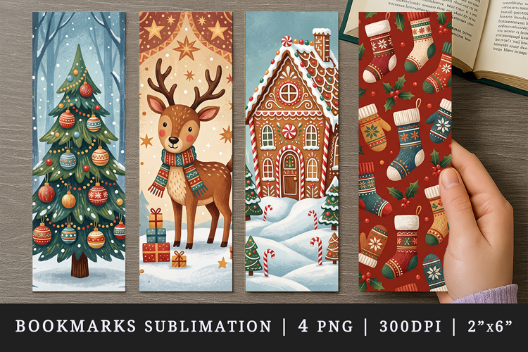 Christmas bookmarks printable sublimation bookmark design