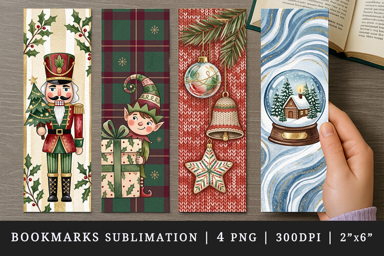 Christmas bookmarks printable sublimation bookmark design example image 1