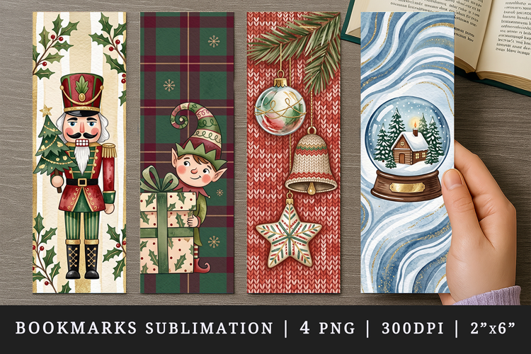 Christmas bookmarks printable sublimation bookmark design