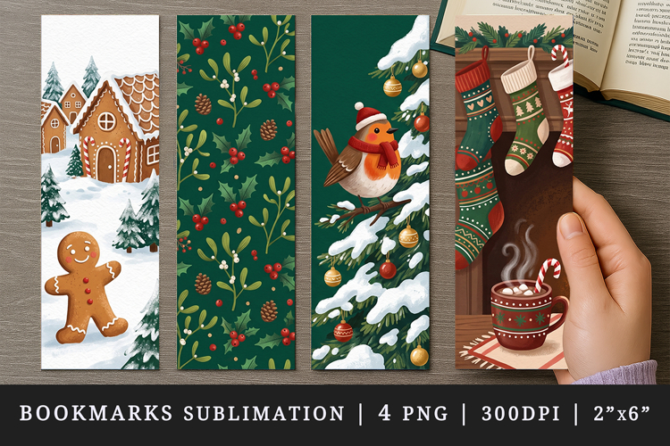 Christmas bookmarks printable sublimation bookmark design
