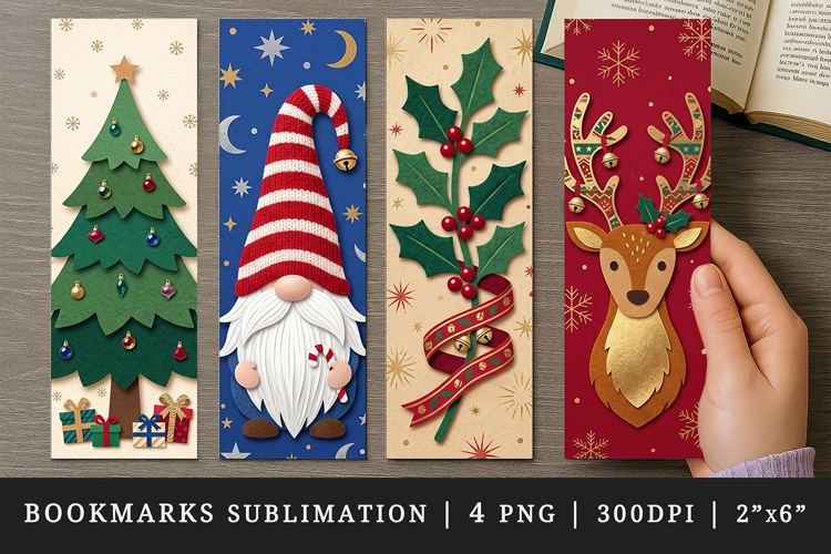 Christmas bookmarks printable sublimation bookmark design