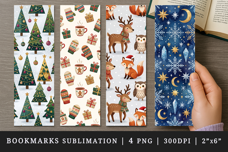 Christmas bookmarks printable sublimation bookmark design