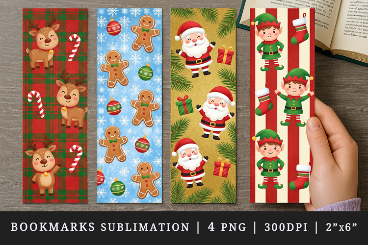Christmas bookmarks printable sublimation bookmark design