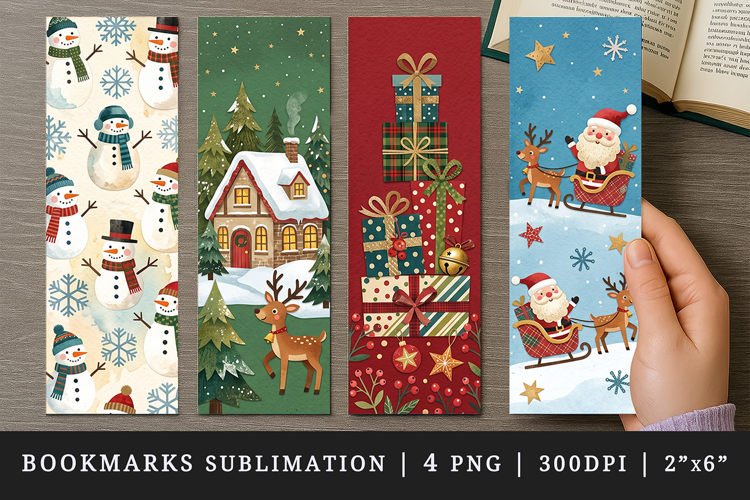 Christmas bookmarks printable sublimation bookmark design