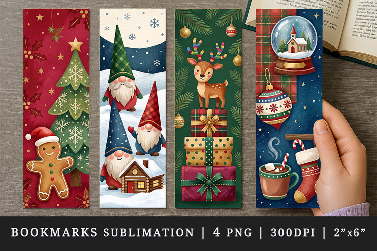 Christmas bookmarks printable sublimation bookmark design