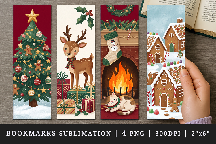 Christmas bookmarks printable sublimation bookmark design