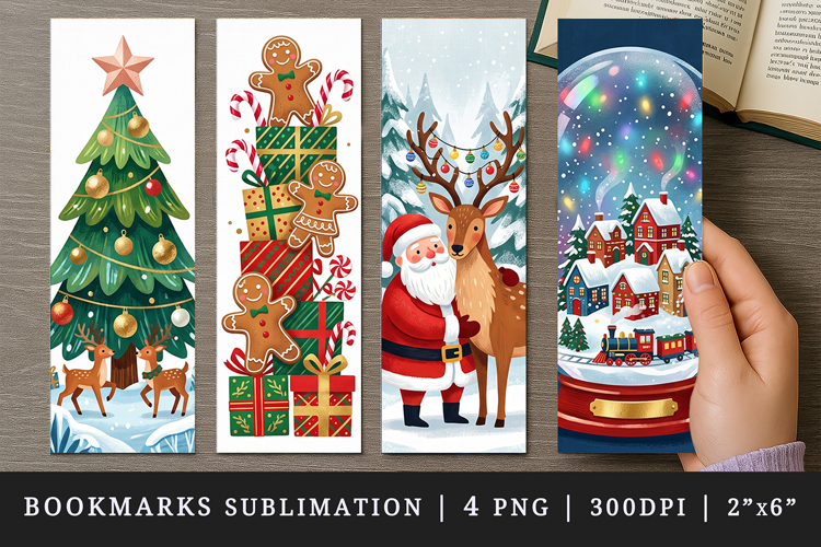 Christmas bookmarks printable sublimation bookmark design