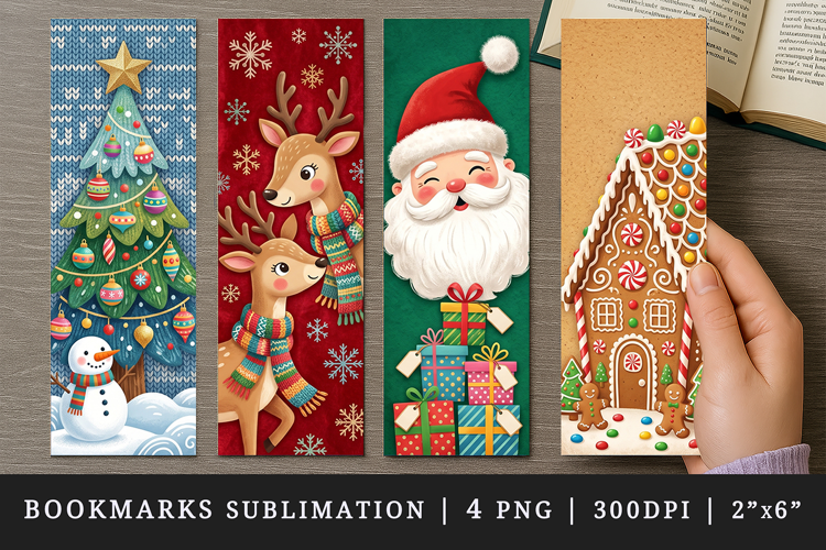 Christmas bookmarks printable sublimation bookmark design