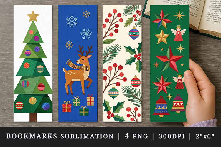 Christmas bookmarks printable sublimation bookmark design