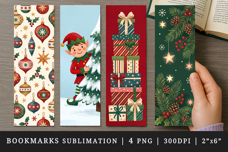 Christmas bookmarks printable sublimation bookmark design