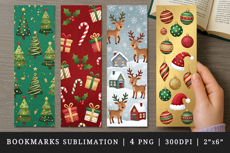 Christmas bookmarks printable sublimation bookmark design