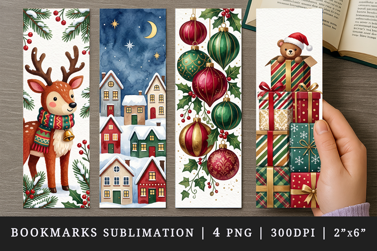 Christmas bookmarks printable sublimation bookmark design