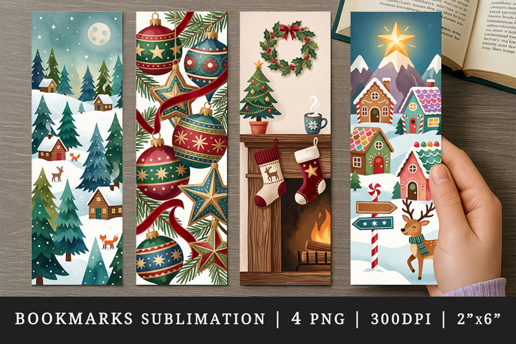 Christmas bookmarks printable sublimation bookmark design