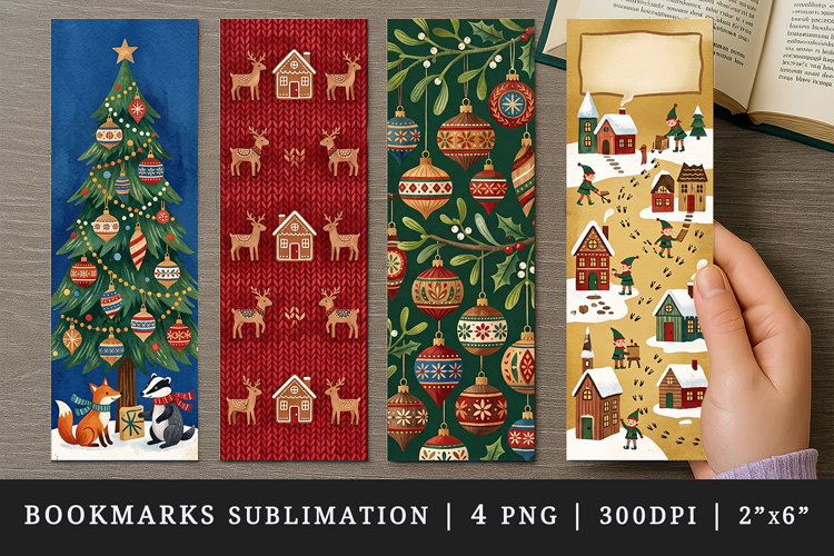Christmas bookmarks printable sublimation bookmark design
