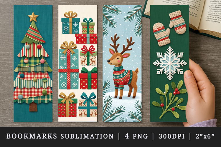 Christmas bookmarks printable sublimation bookmark design