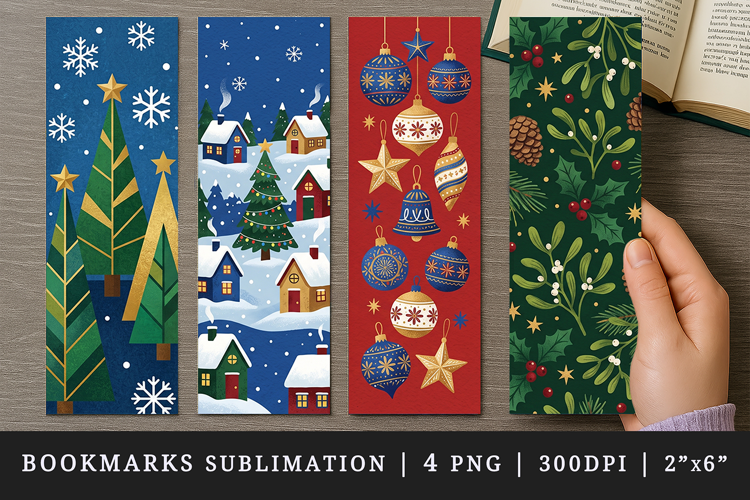 Christmas bookmarks printable sublimation bookmark design