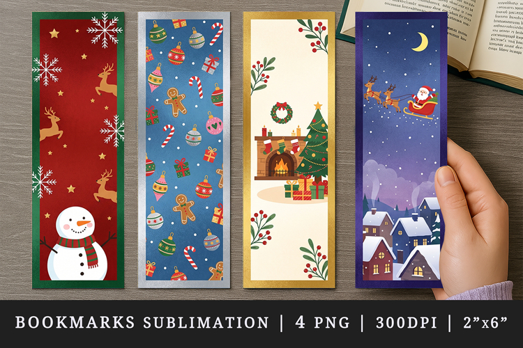 Christmas bookmarks printable sublimation bookmark design