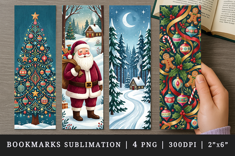 Christmas bookmarks printable sublimation bookmark design