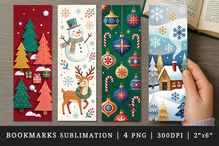 Christmas bookmarks printable sublimation bookmark design