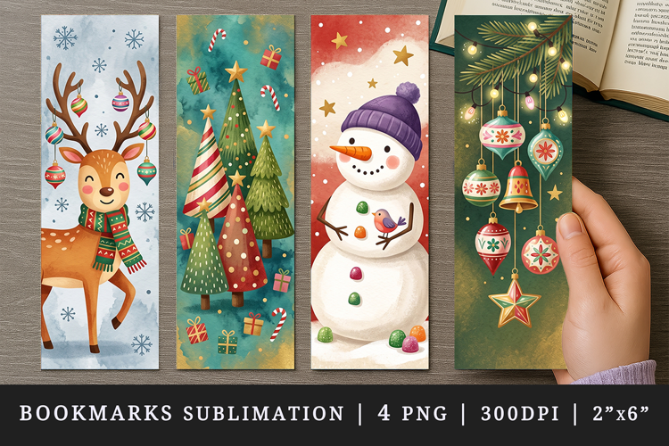 Christmas bookmarks printable sublimation bookmark design