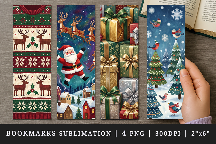 Christmas bookmarks printable sublimation bookmark design