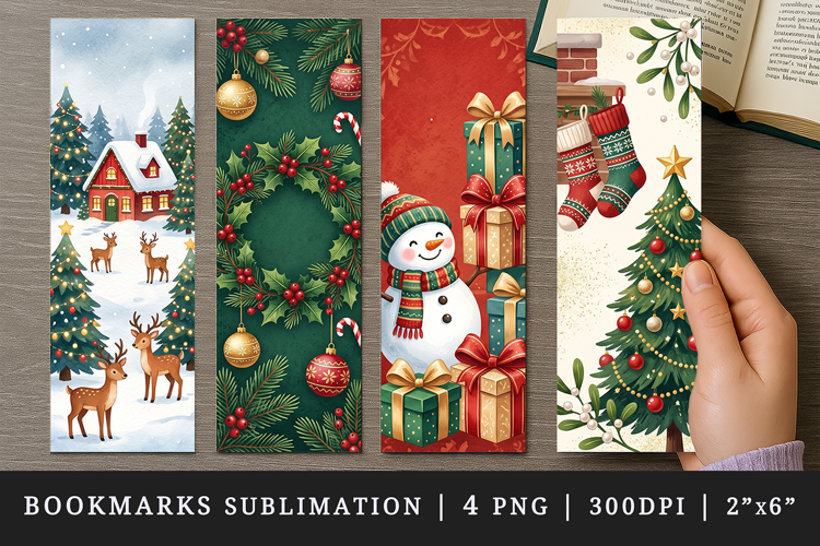 Christmas bookmarks printable sublimation bookmark design