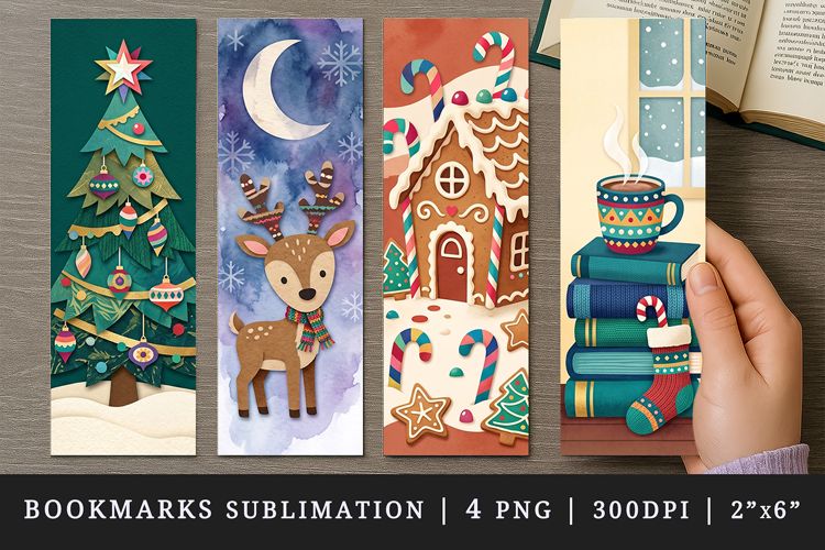 Christmas bookmarks printable sublimation bookmark design