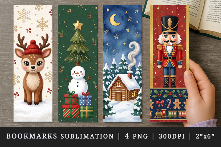 Christmas bookmarks printable sublimation bookmark design
