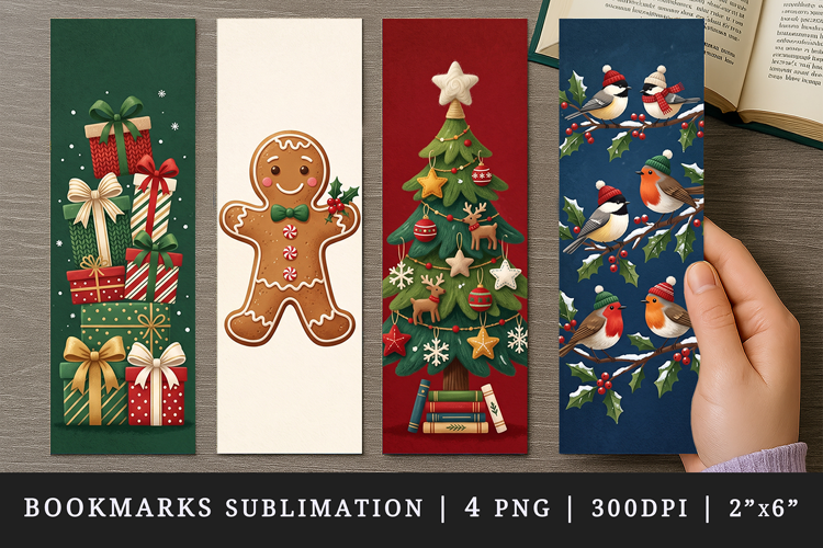 Christmas bookmarks printable sublimation bookmark design