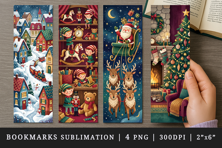 Christmas bookmarks printable sublimation bookmark design