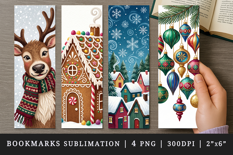 Christmas bookmarks printable sublimation bookmark design