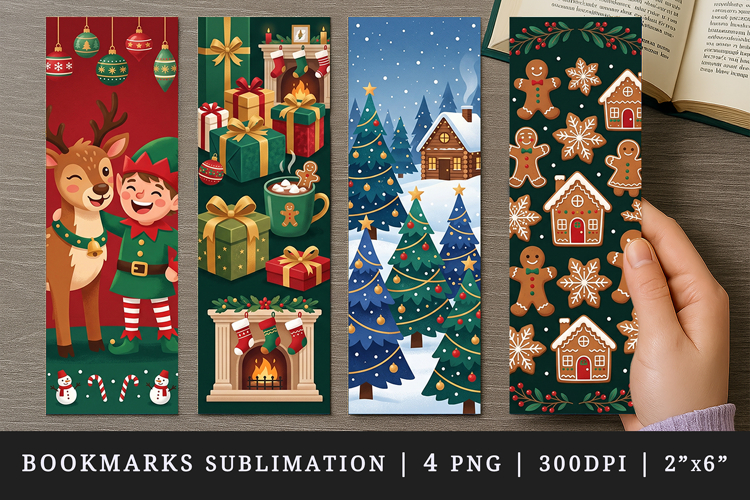 Christmas bookmarks printable sublimation bookmark design
