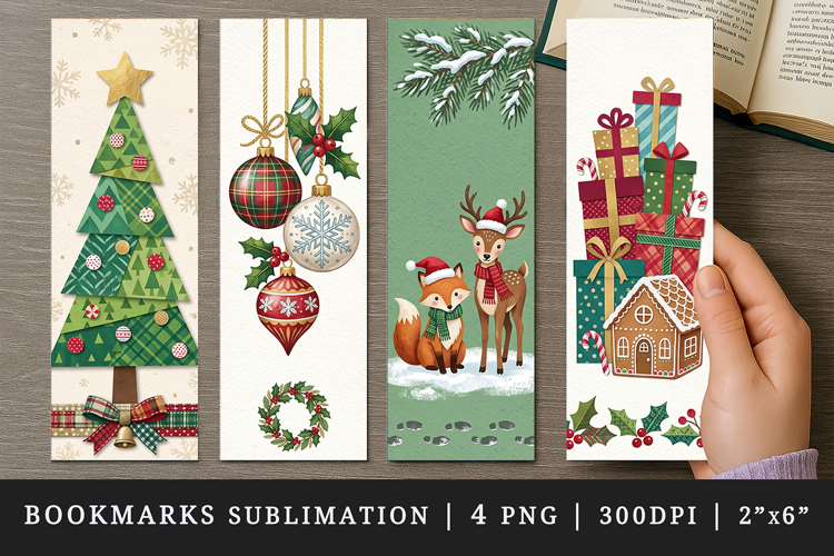 Christmas bookmarks printable sublimation bookmark design
