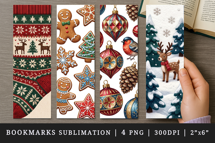 Christmas bookmarks printable sublimation bookmark design