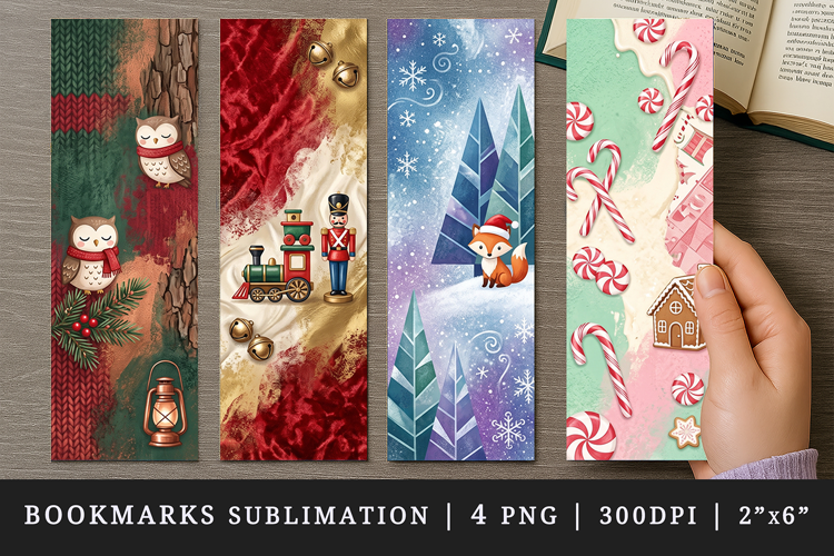 Christmas bookmarks printable sublimation bookmark design