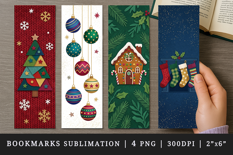 Christmas bookmarks printable sublimation bookmark design