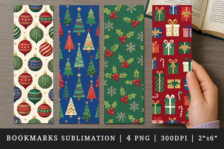 Christmas bookmarks printable sublimation bookmark design