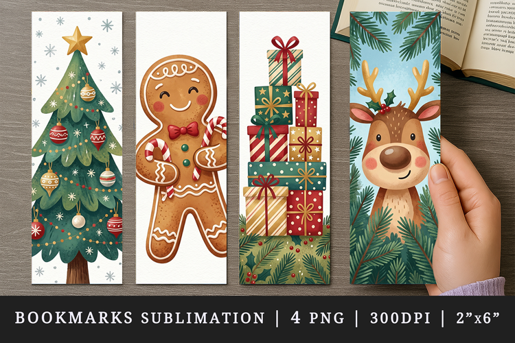 Christmas bookmarks printable sublimation bookmark design